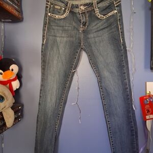 L.A. Idol Women's Blue Skinny Jeans with Embellishment Detail